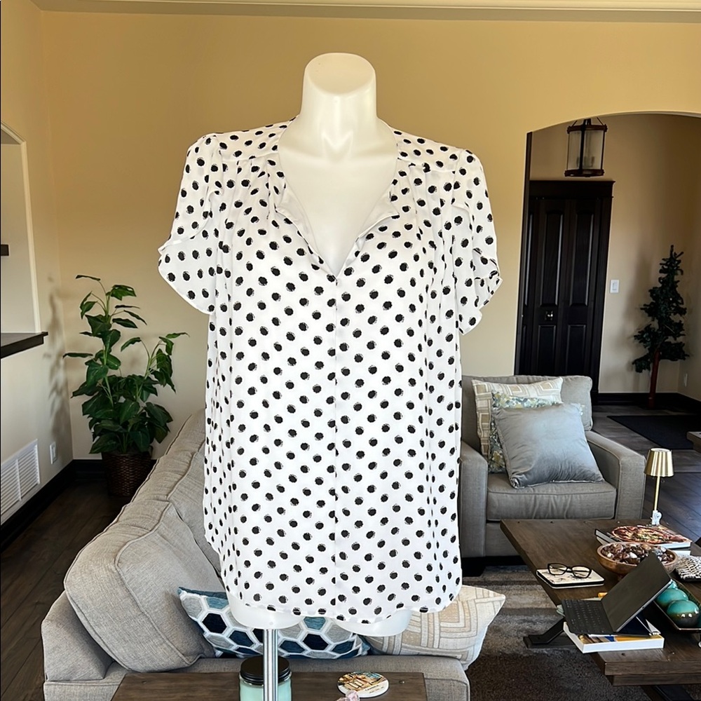 41 Hawthorn Cream Blouse with Black Dot Print